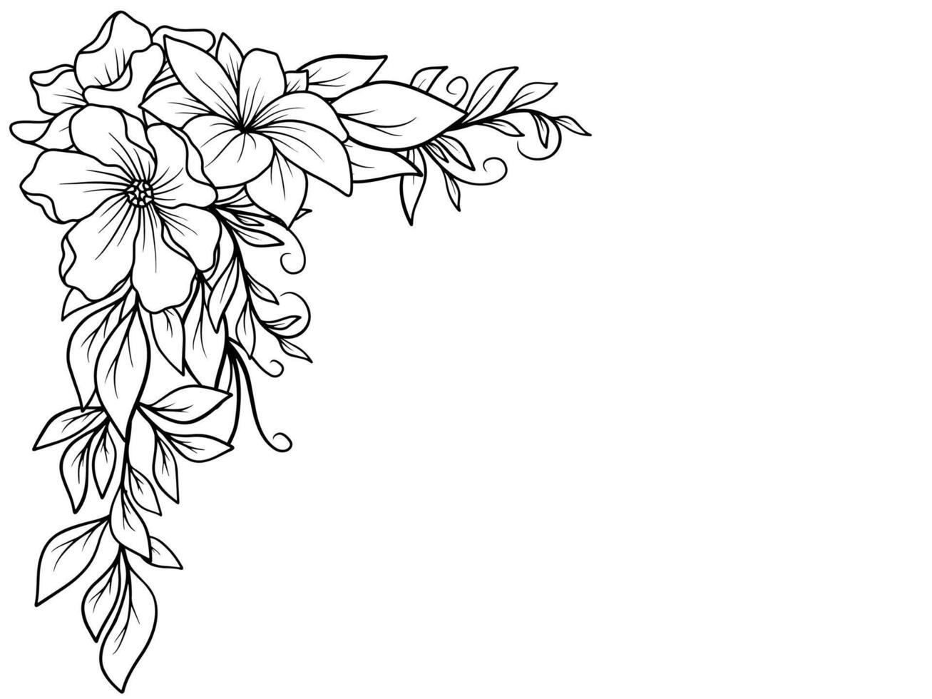 Bouquet Flower Corner Outline Illustration vector