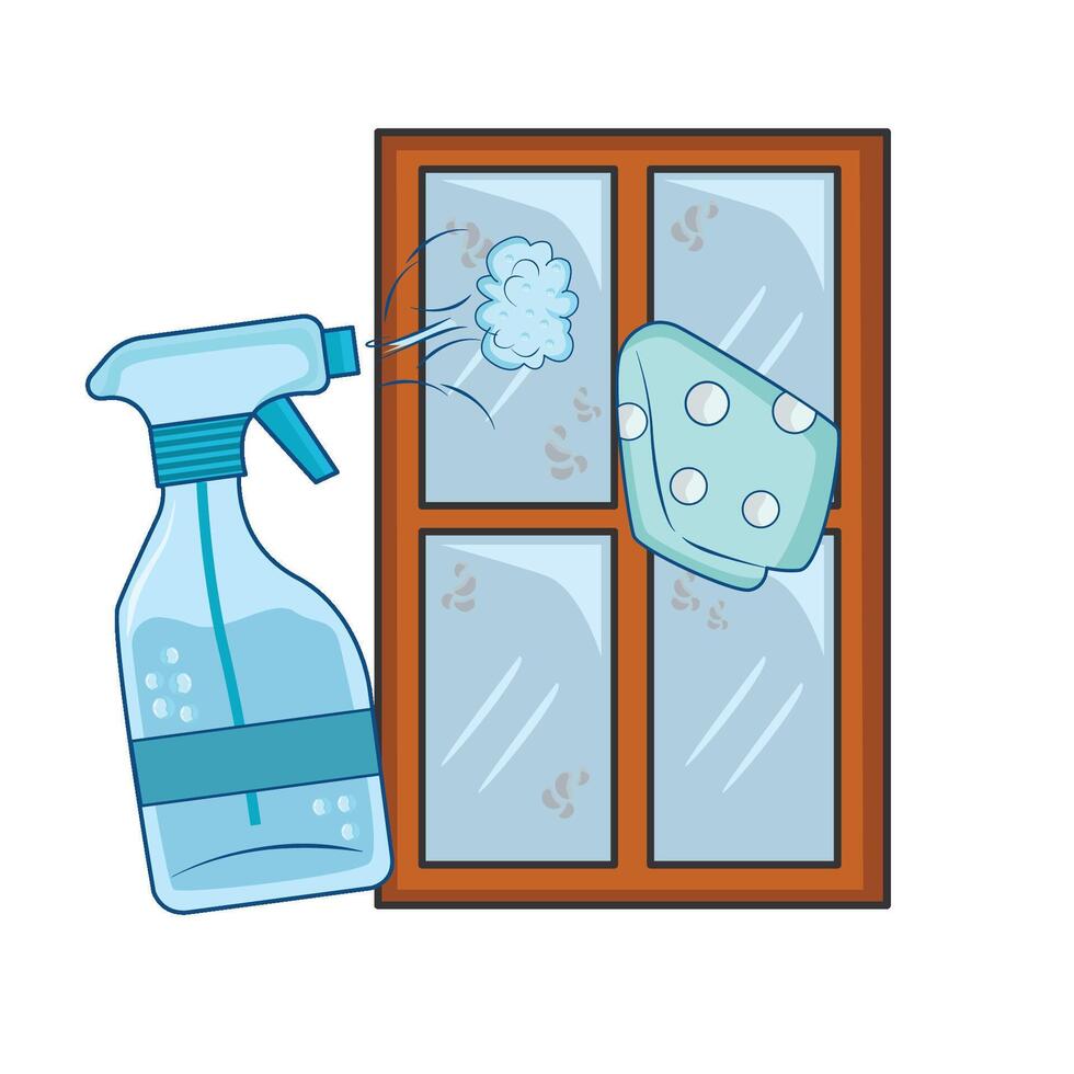ilustración de ventana limpieza rociar vector