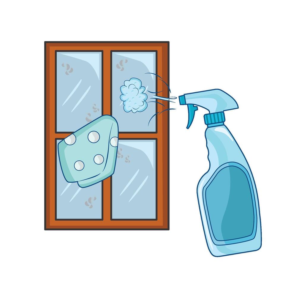 ilustración de ventana limpieza rociar vector