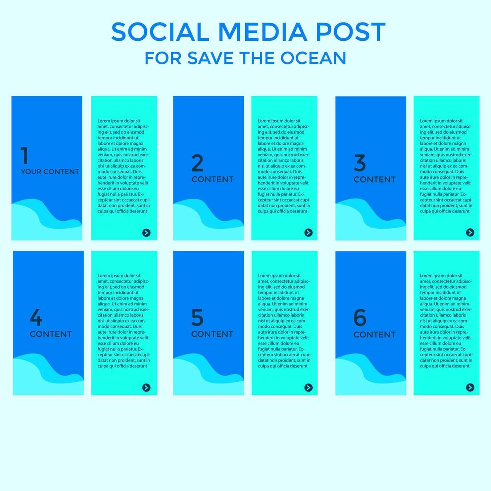 SET BACKGROUND WITH ORGANIC SHAPES COLORFUL SOCIAL MEDIA POST SAVE OCEAN TEMPLATE FLAT BLUE COLOR VECTOR DESIGN GOOD FOR SOCIAL MEDIA POST, COVER, POSTER, BROCHURE