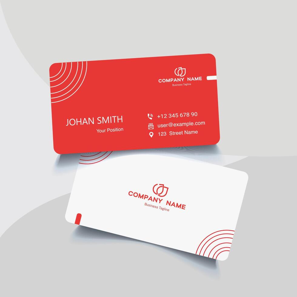 Free flat vector red color visiting card design