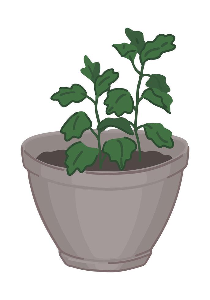 Potted plant doodle. Gardening attribute vector illustration in cartoon style isolated on white.