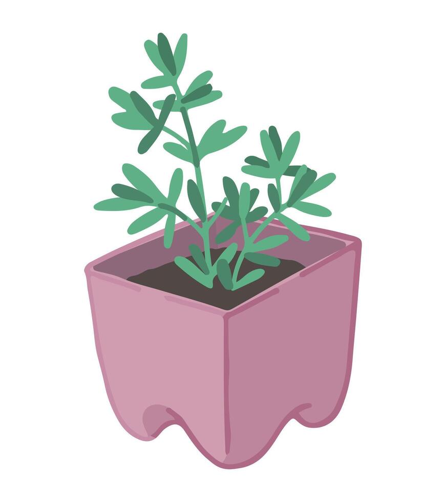 Potted plant doodle. Gardening attribute vector illustration in cartoon style isolated on white.
