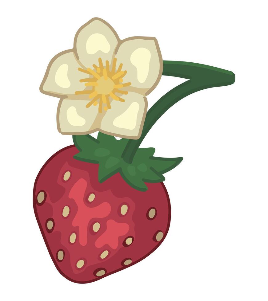 fresa ramita bayas clipart. primavera comestible cosecha. dibujos animados vector botánica ilustración aislado en blanco.