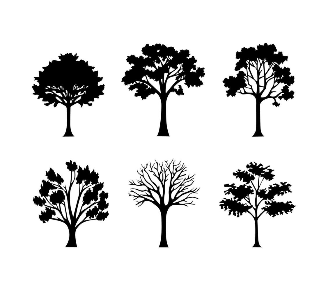 tree icon silhouette set vector