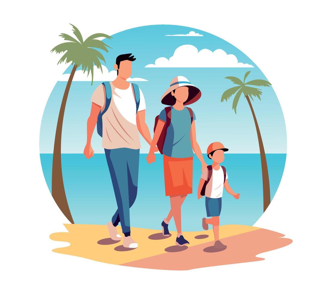 family vocation flat character illustration vector