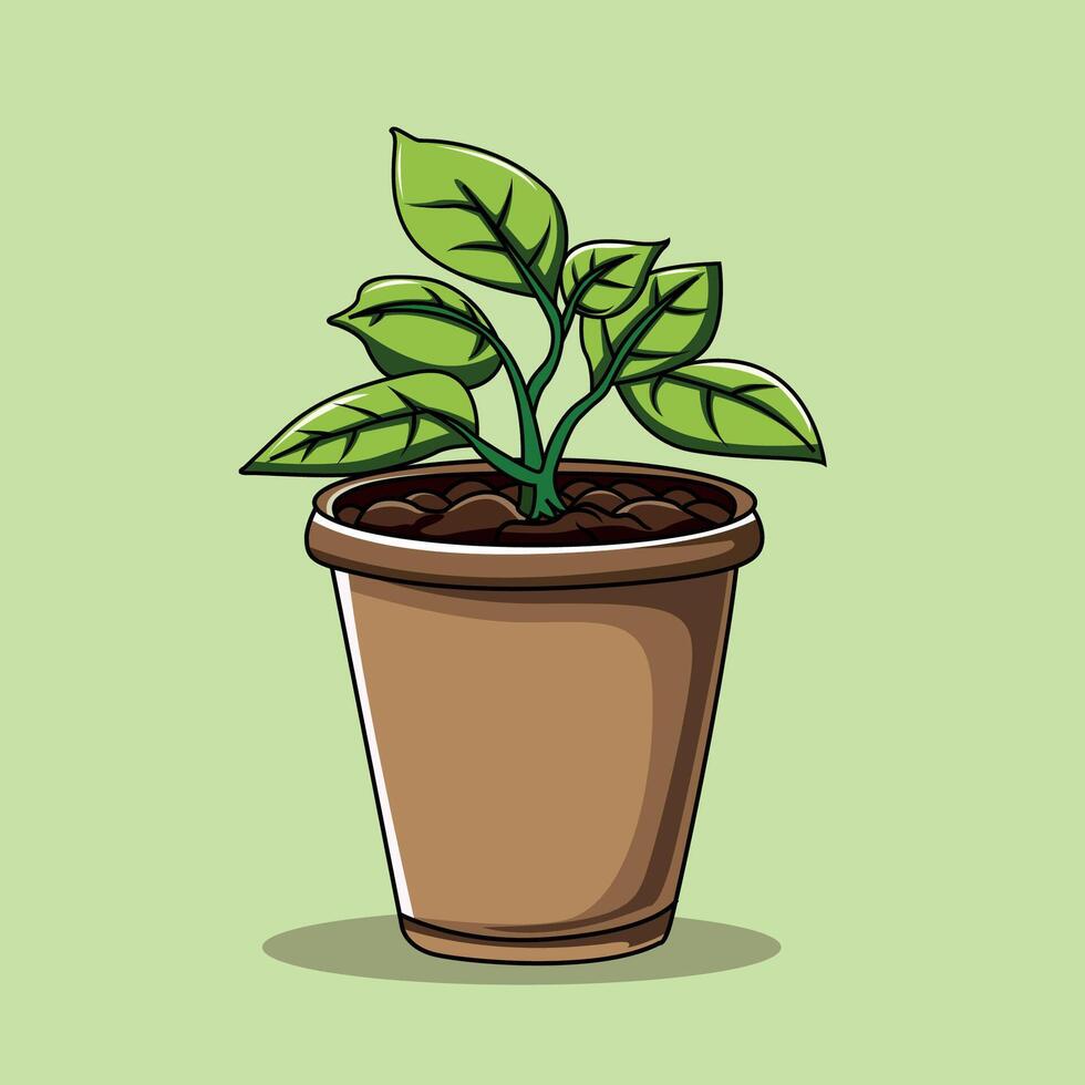 planta tina creciente símbolo vector ilustración