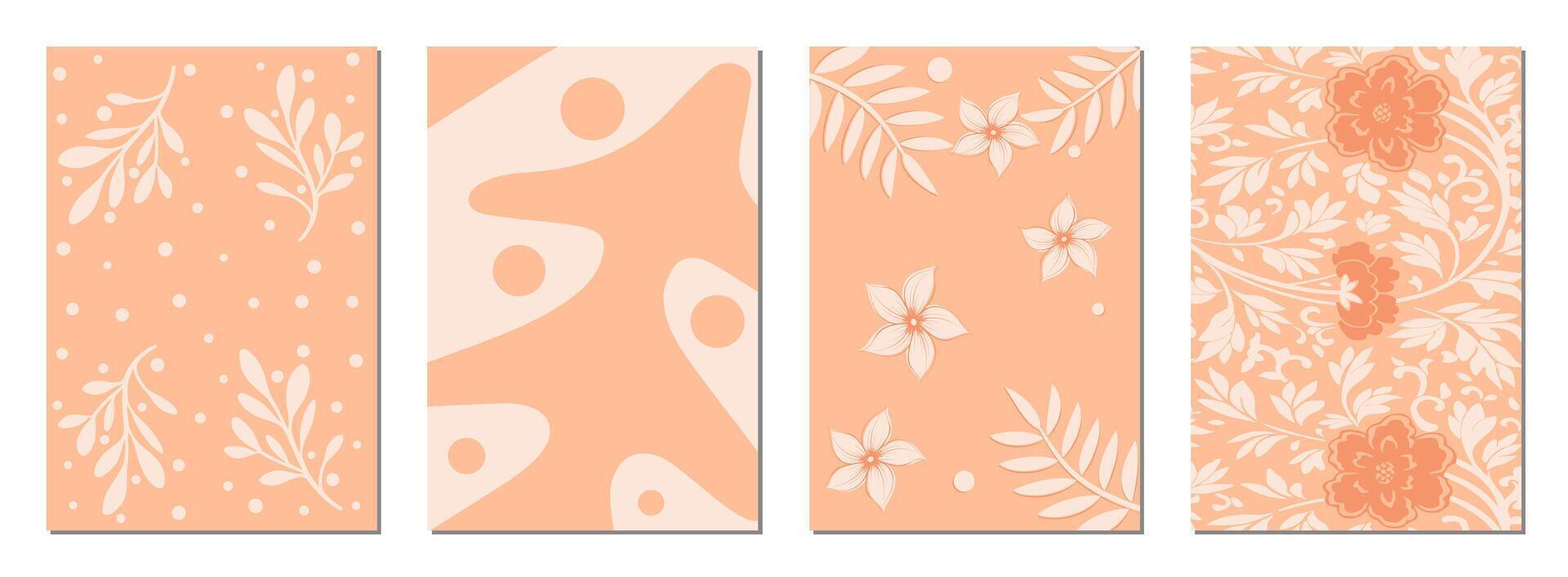 Abstract floral templates for covers of diaries, planners, notebooks, exercise books, menus, cards and other printed materials. Vector illustration.