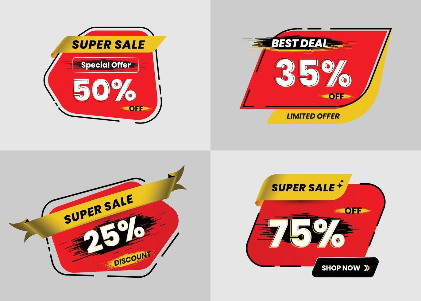 Modern super sale price tag and discount label design vector