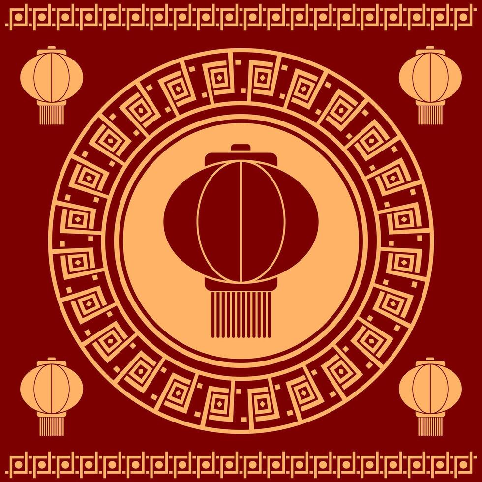 ORNAMENT CHINESE WITH LANTERN vector
