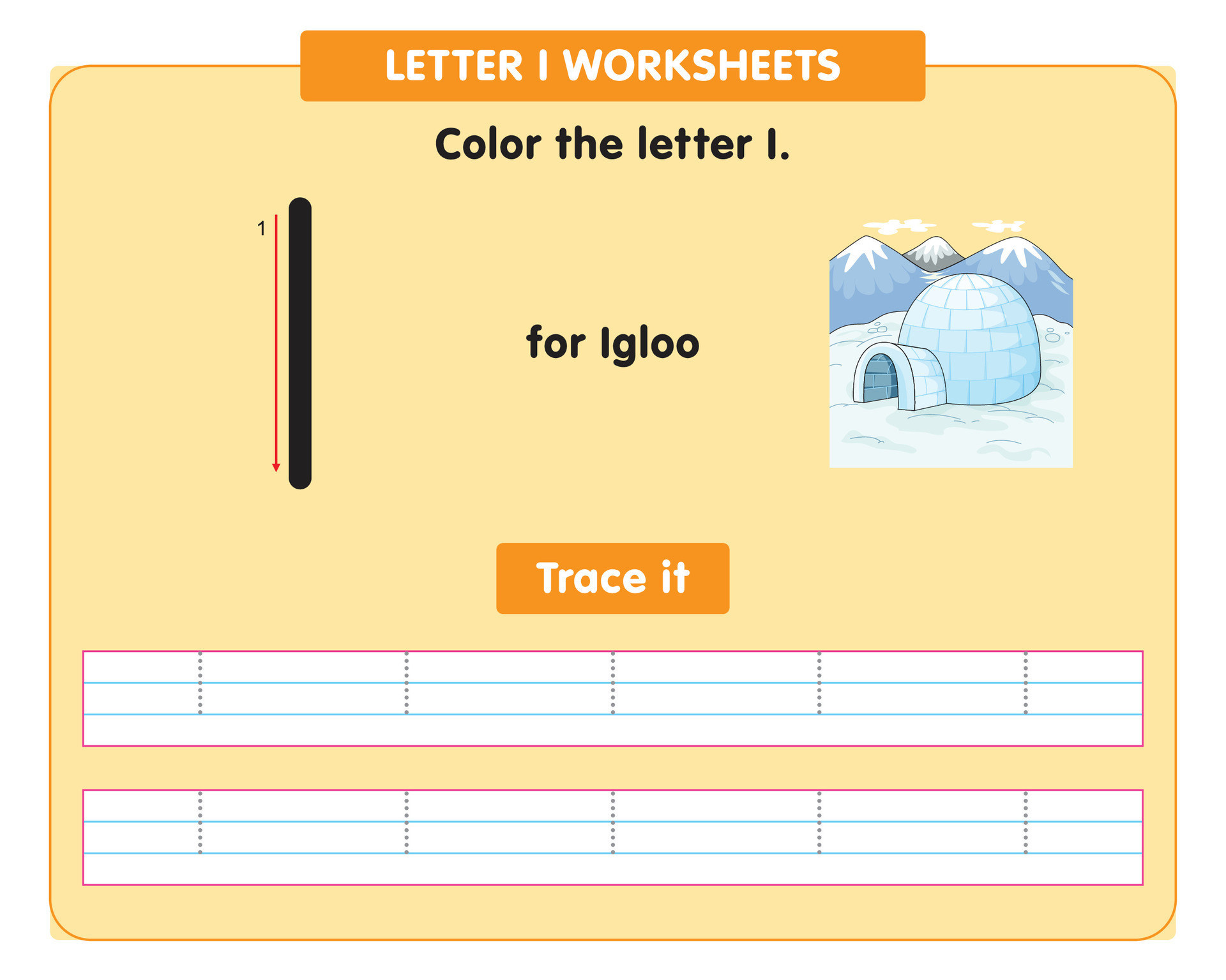 alphabet tracing worksheet with capital letter I 37274347 Vector Art at ...