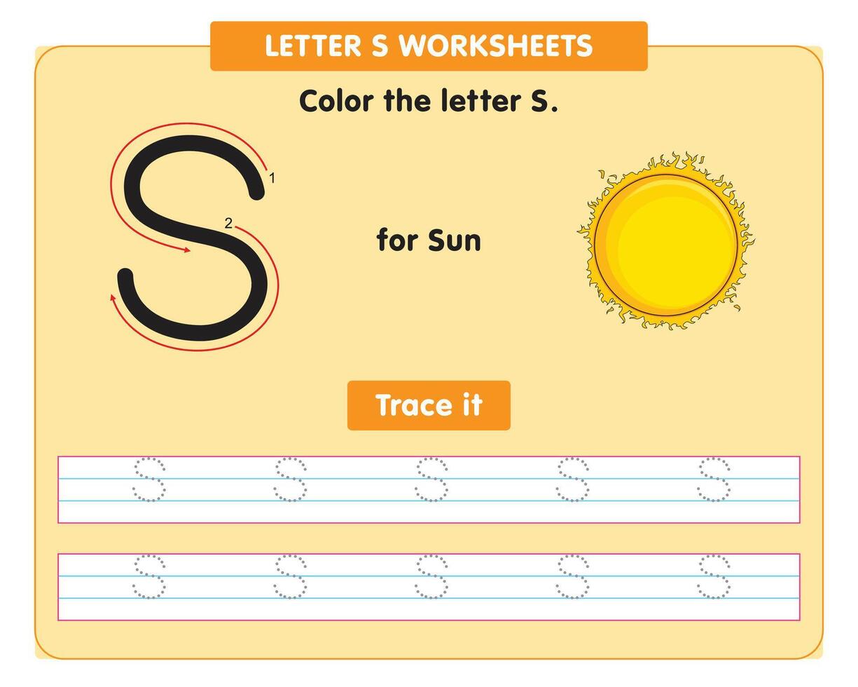 alphabet tracing worksheet with capital letter S vector