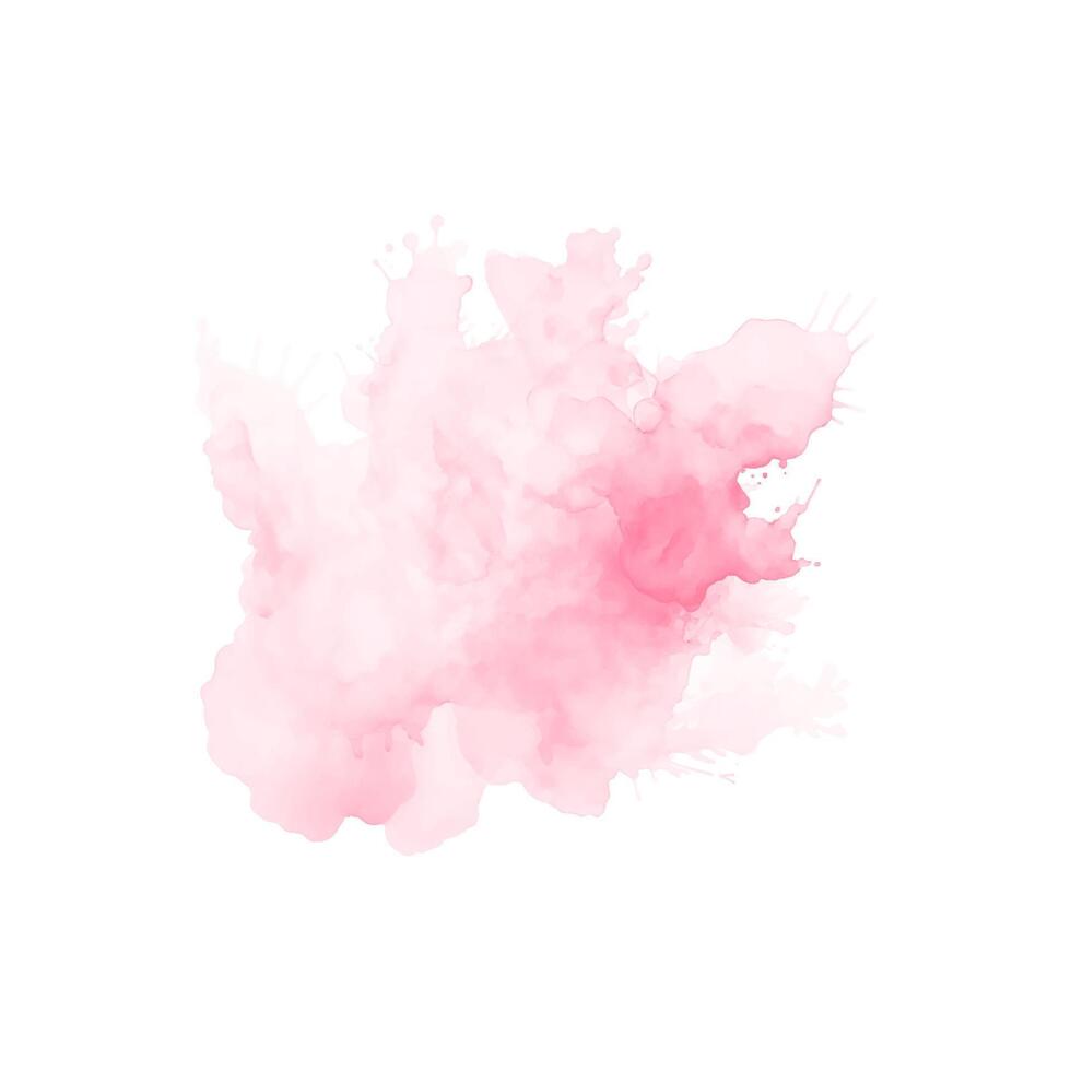 Salpicaduras de agua de acuarela rosa abstracta sobre un fondo blanco. vector