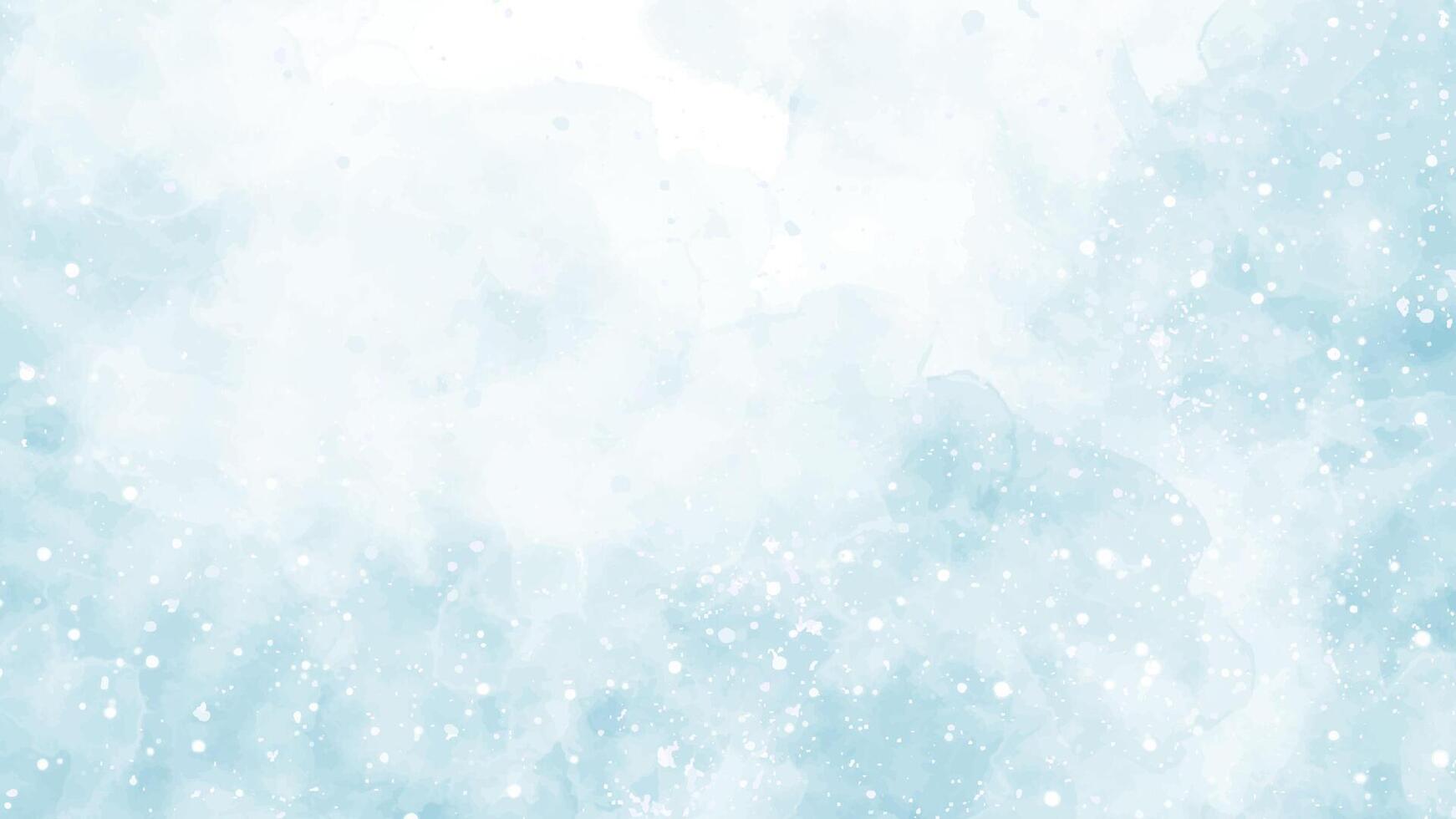 Abstract blue winter watercolor background. Sky pattern with snow vector