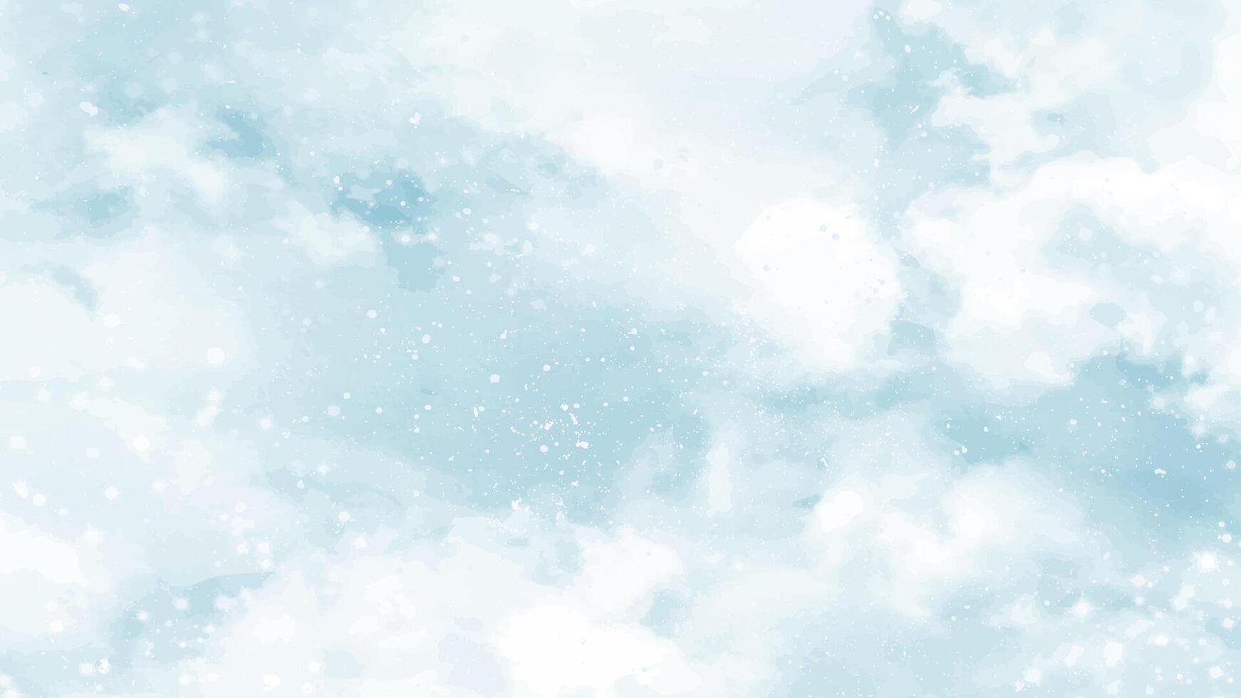 Abstract blue winter watercolor background. Sky pattern with snow vector