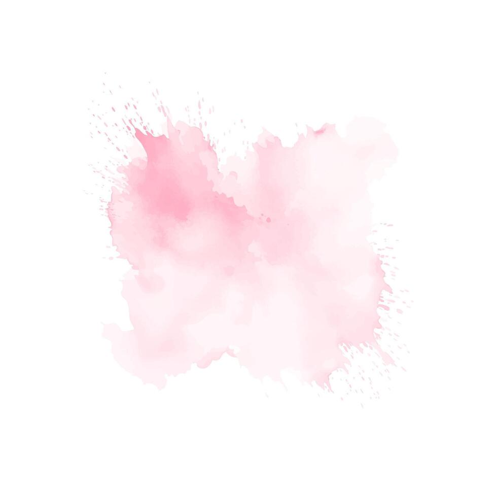 Salpicaduras de agua de acuarela rosa abstracta sobre un fondo blanco. vector