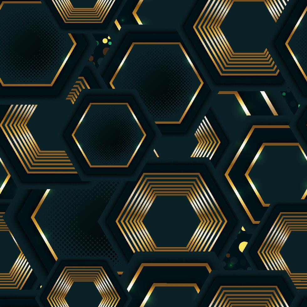 seamless pattern luxury polygonal background with gold line vector
