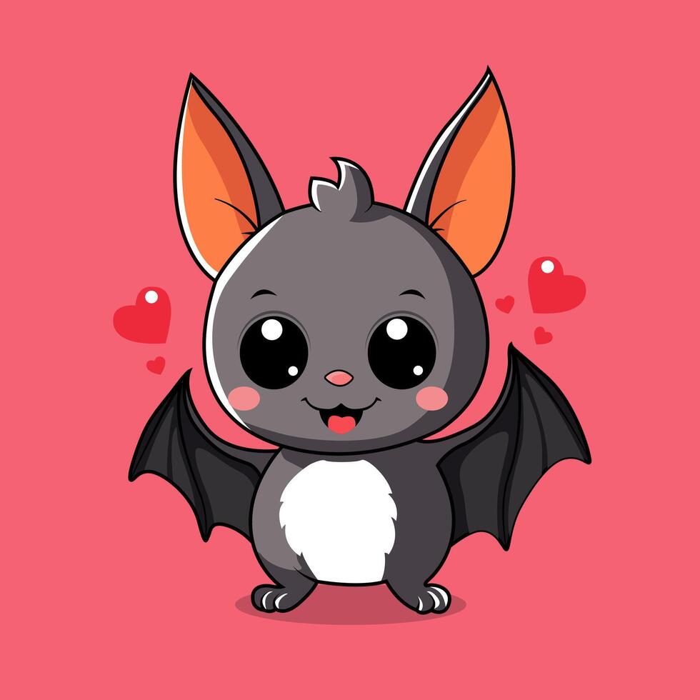 Hand drawn halloween cute bat vector illustration