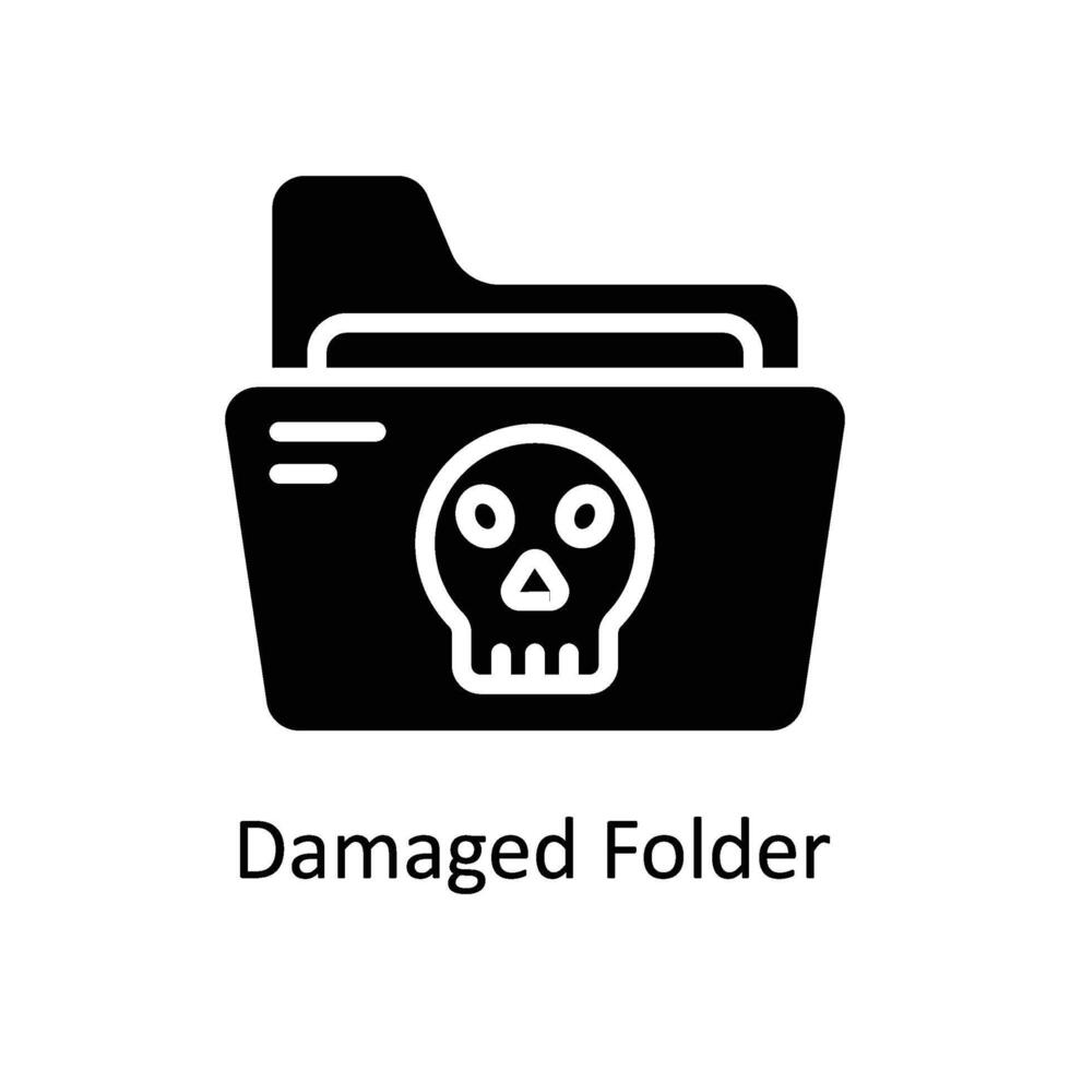 Damaged Folder vector Solid icon style illustration. EPS 10 File