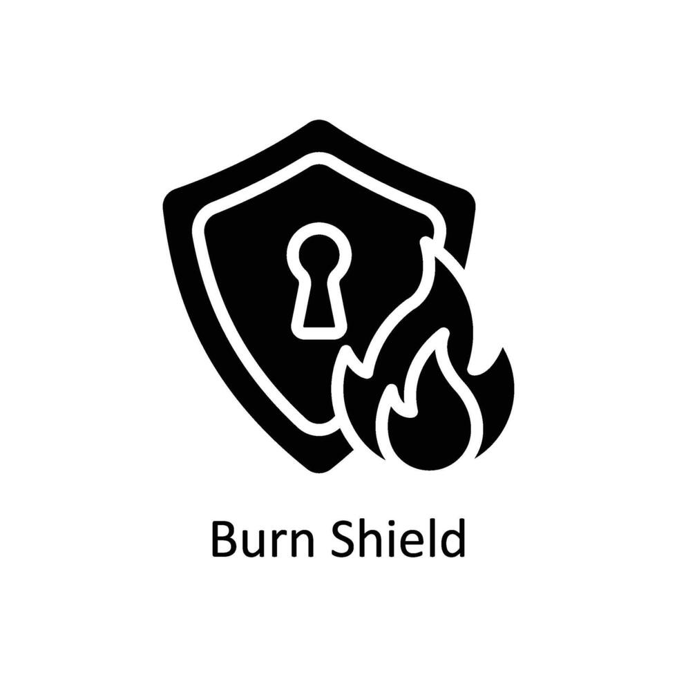 Burn Shield vector Solid icon style illustration. EPS 10 File