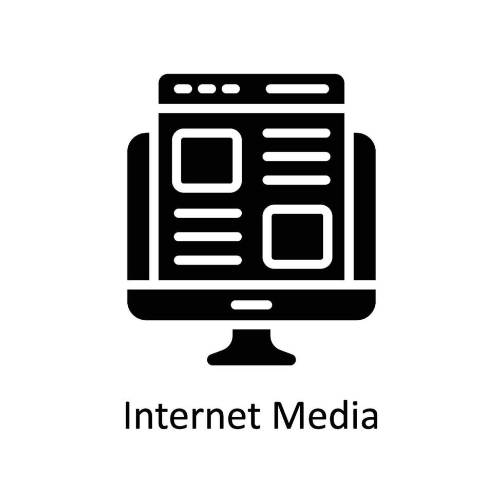 Internet medios de comunicación vector sólido icono estilo ilustración. eps 10 archivo