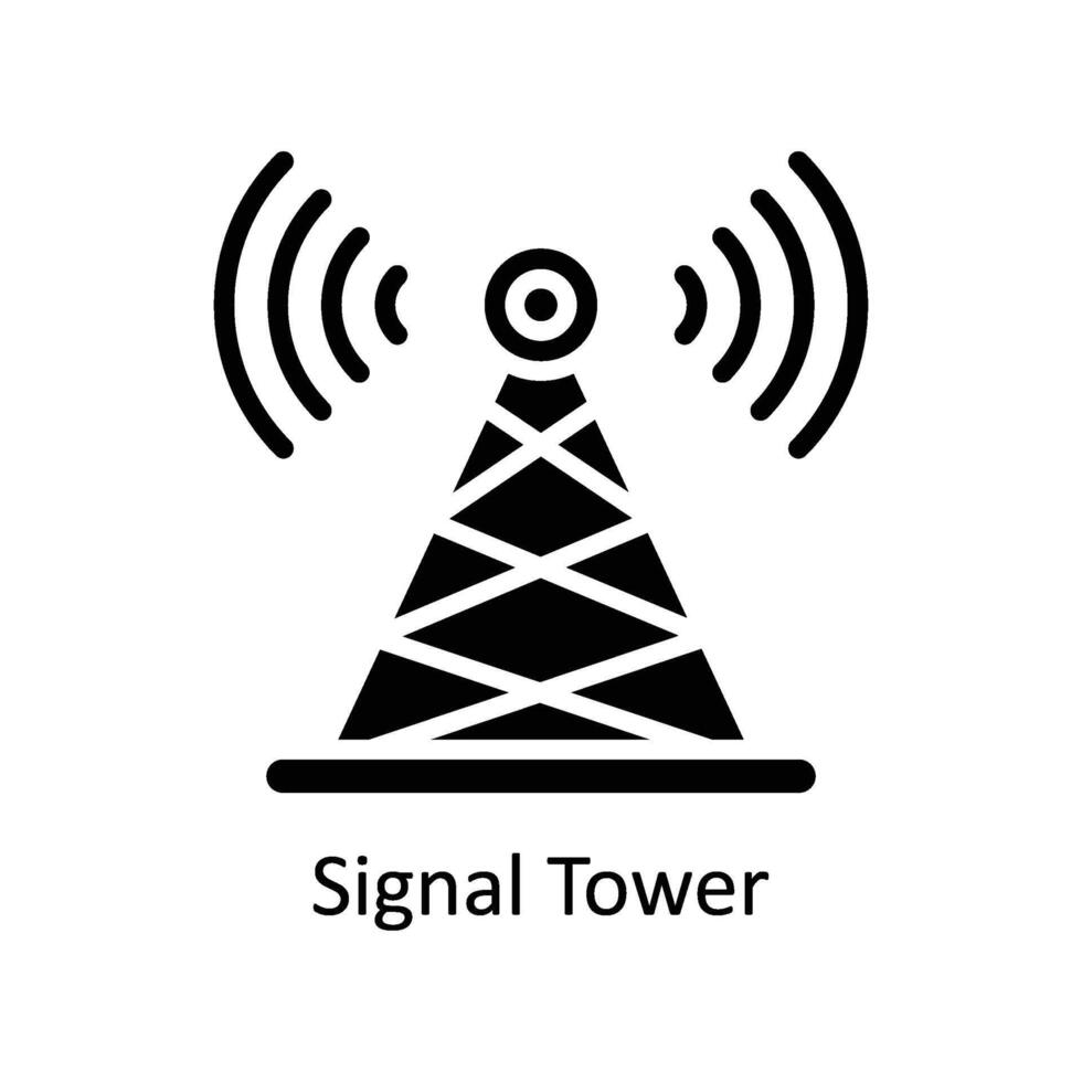 señal torre vector sólido icono estilo ilustración. eps 10 archivo