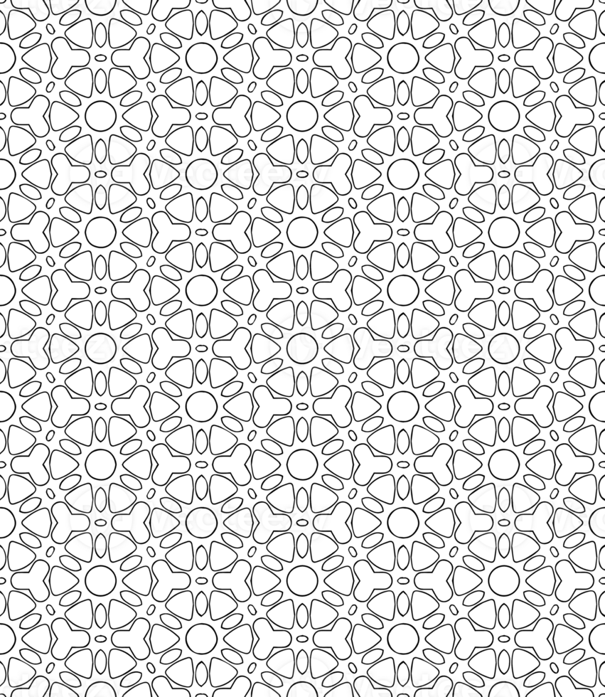 Black seamless abstract pattern. Overlay for background and backdrop. Ornamental design. PNG graphic illustration with transparent background.