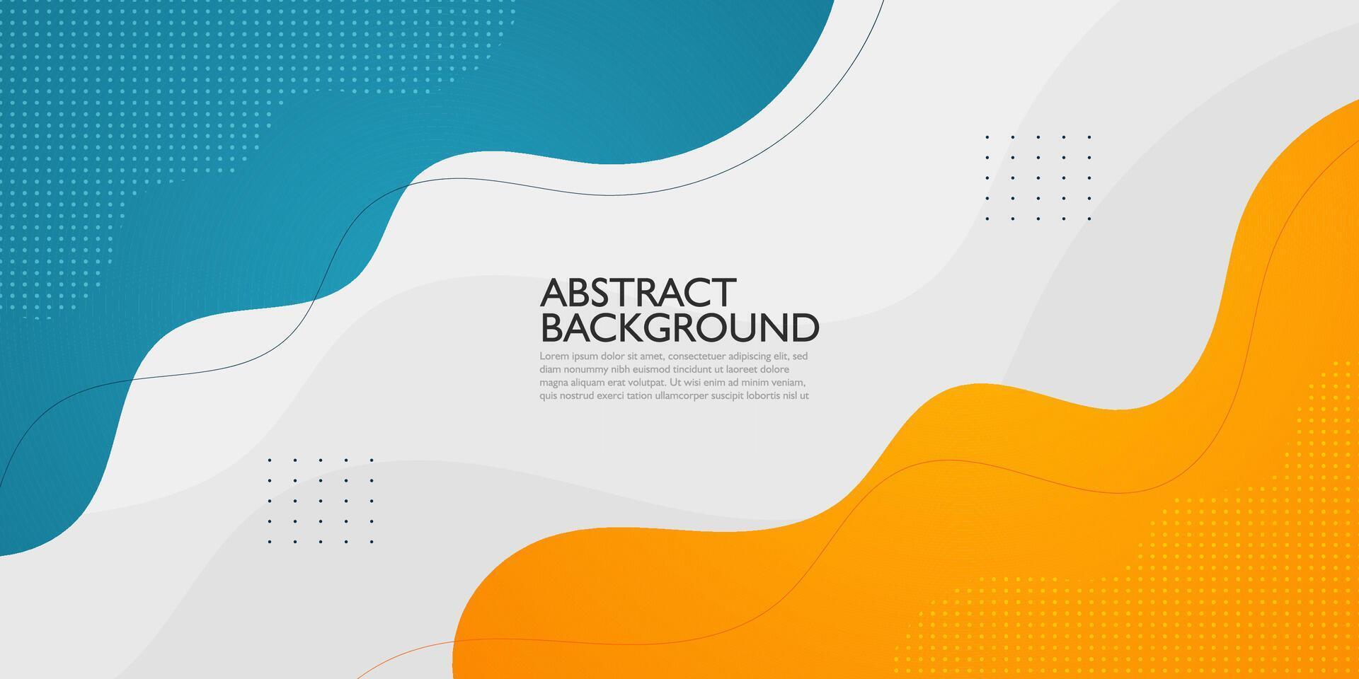 Blue and orange geometric business banner design. Creative banner design with wave shapes and lines for template. Simple design on white horizontal banner. Eps10 vector