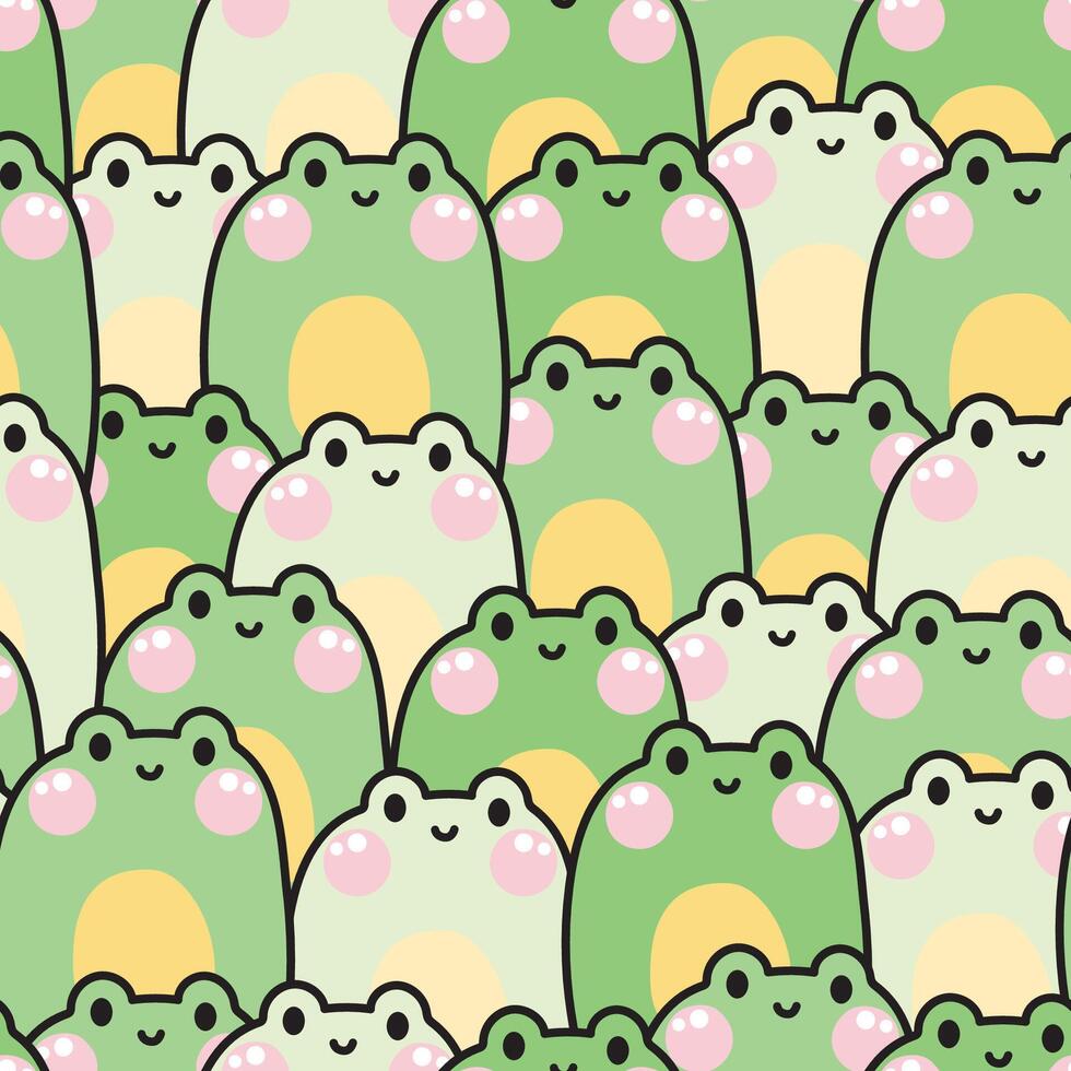 Repeat.Seamless pattern of cute smile frog background.Reptile animal character cartoon design.Image for card,poster,baby clothing.Kawaii.Vector.Illustration. vector