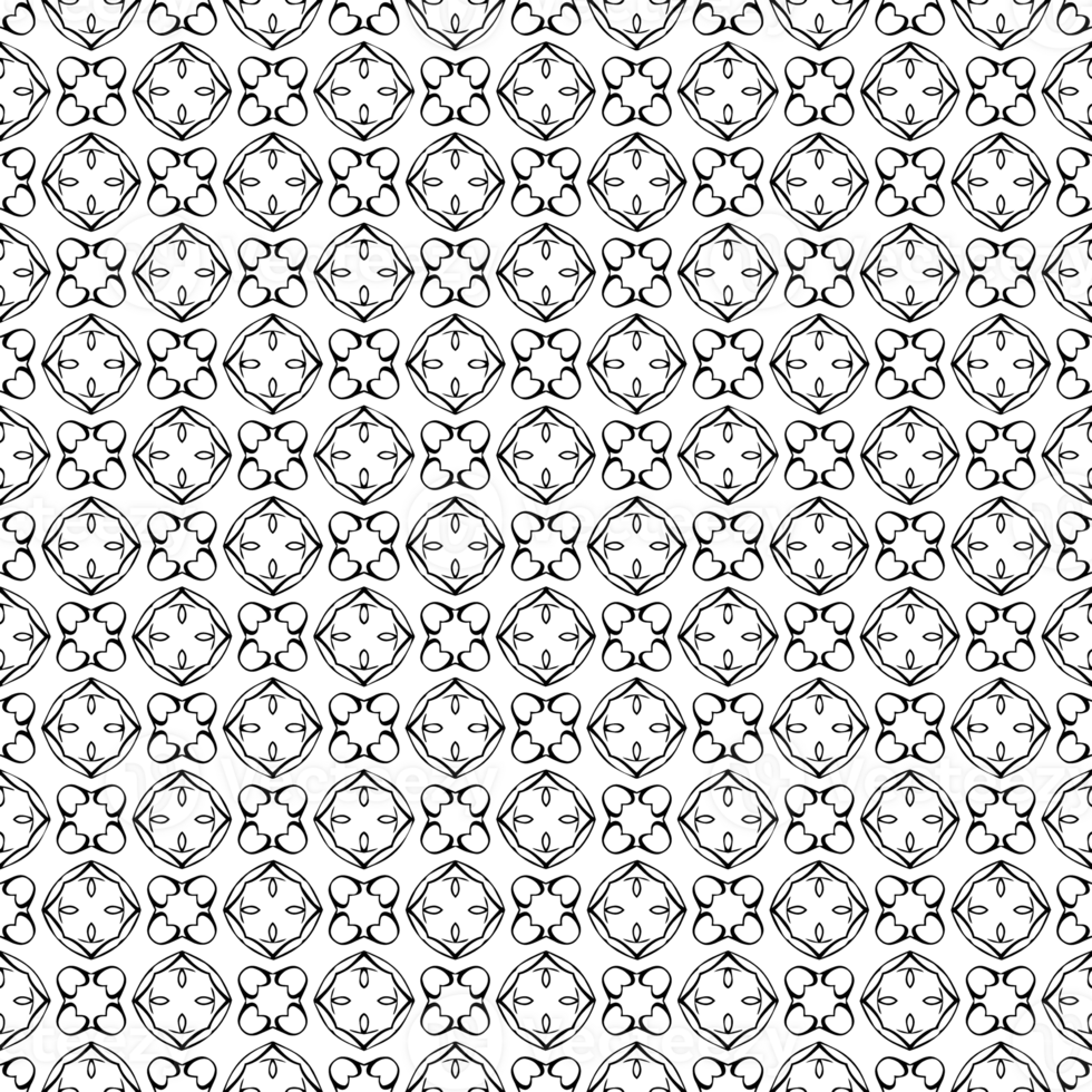 Black seamless abstract pattern. Overlay for background and backdrop. Ornamental design. PNG graphic illustration with transparent background.