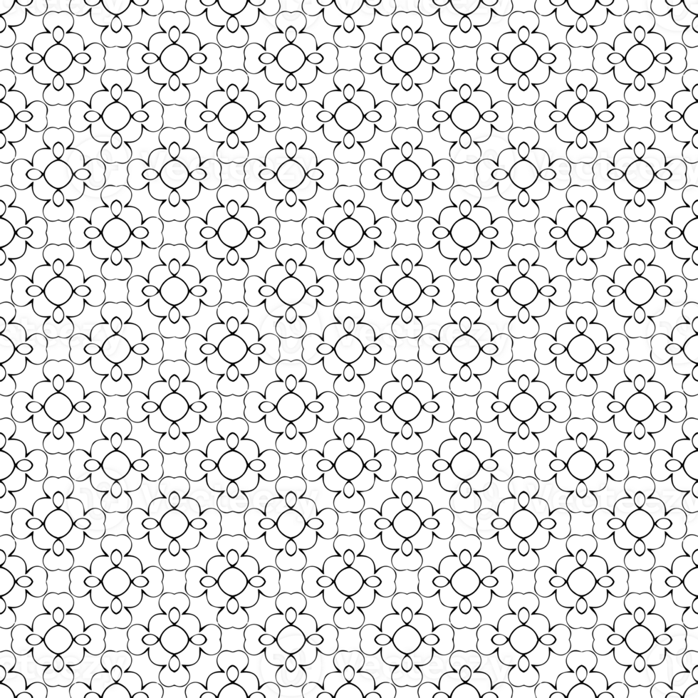 Black seamless abstract pattern. Overlay for background and backdrop. Ornamental design. PNG graphic illustration with transparent background.