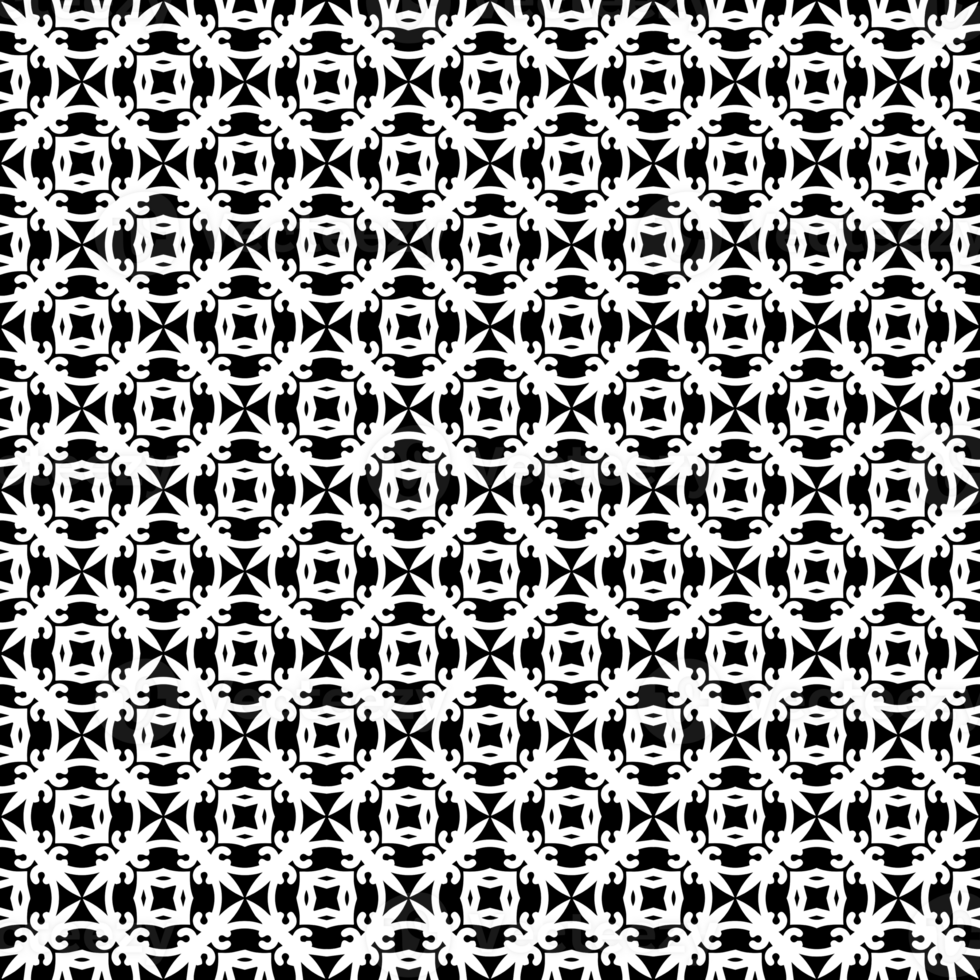 Black seamless abstract pattern. Overlay for background and backdrop. Ornamental design. PNG graphic illustration with transparent background.