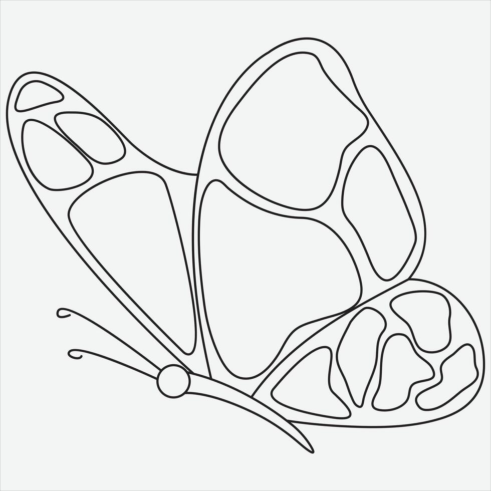 One line hand drawn butterfly outline vector illustration art