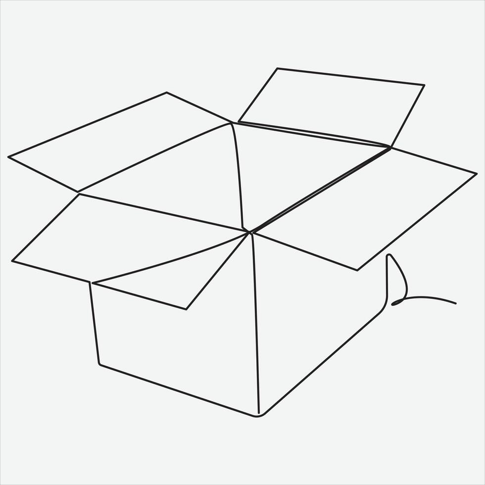 Continuous line hand drawing vector illustration box art