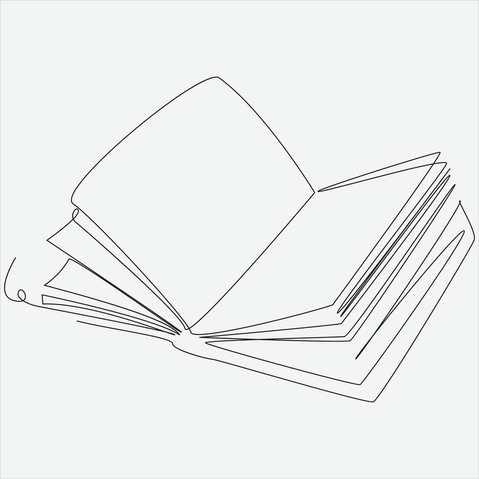 Continuous line hand drawing vector illustration book art