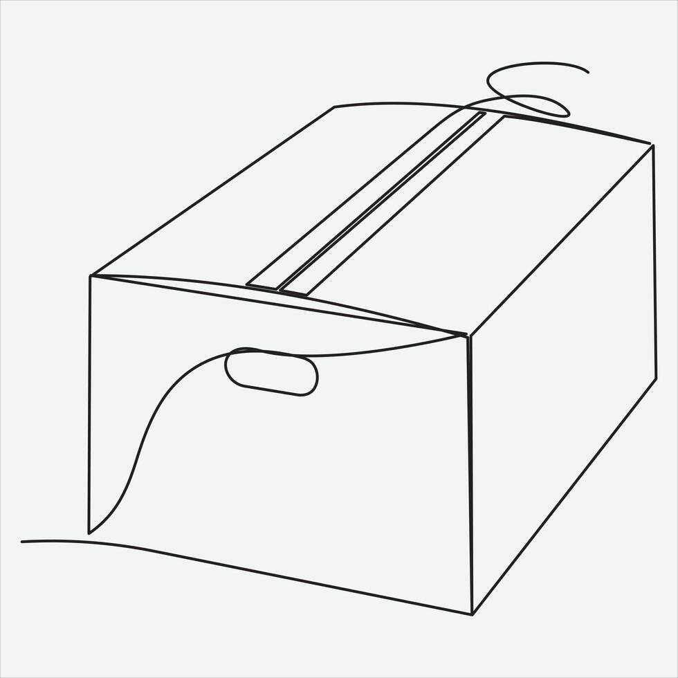 Continuous line hand drawing vector illustration box art