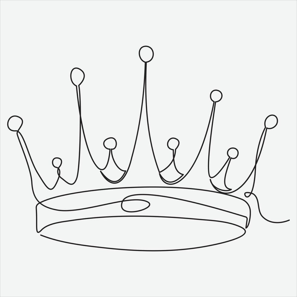 Continuous line hand drawing vector illustration crown art