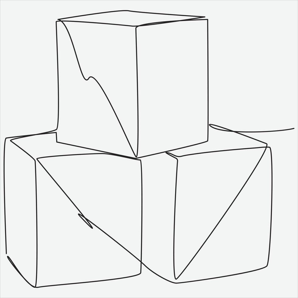 Continuous line hand drawing vector illustration box art