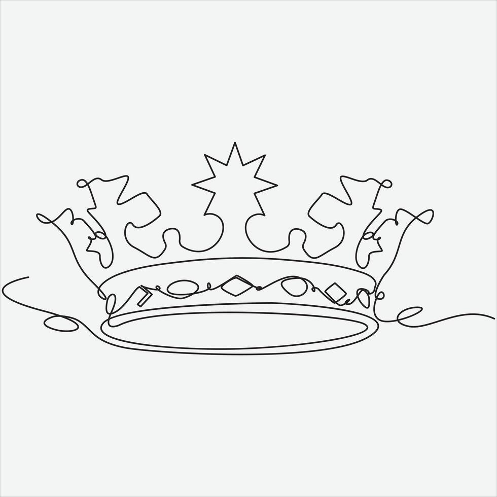 Continuous line hand drawing vector illustration crown art