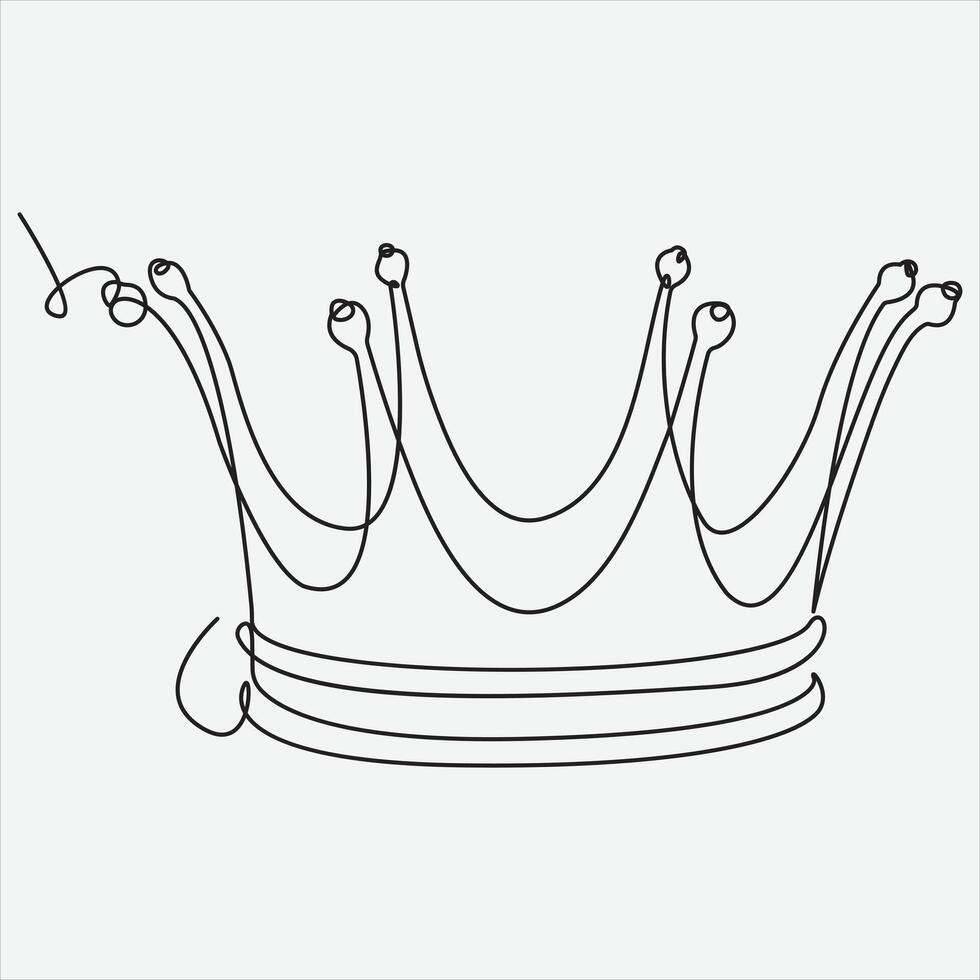Continuous line hand drawing vector illustration crown art