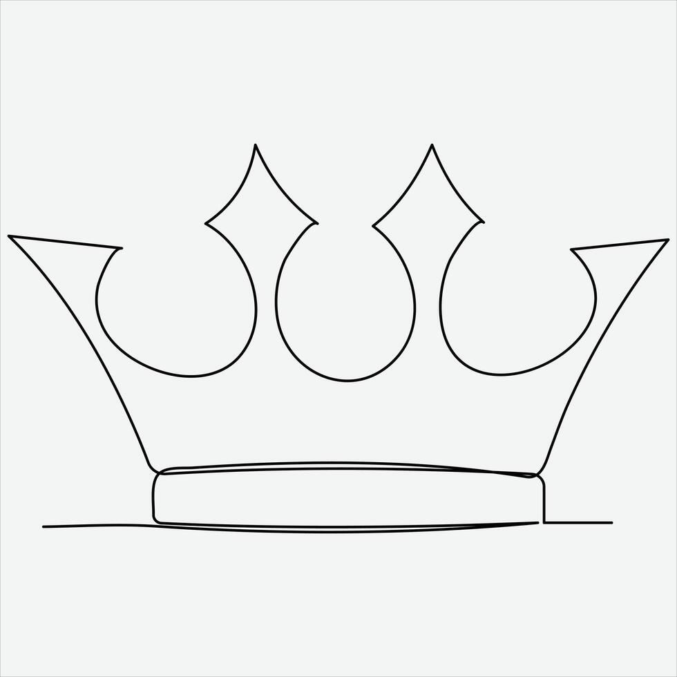 Continuous line hand drawing vector illustration crown art