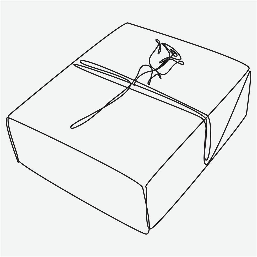 Continuous line hand drawing vector illustration box art
