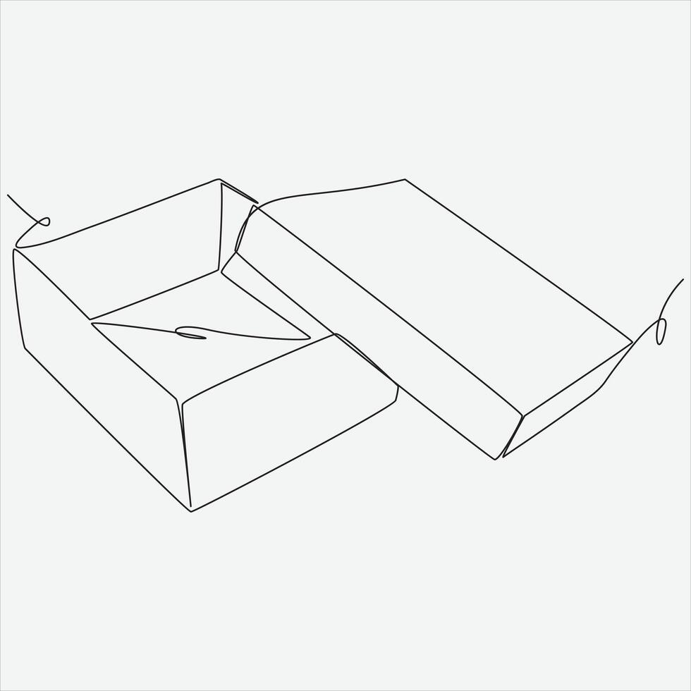 Continuous line hand drawing vector illustration box art