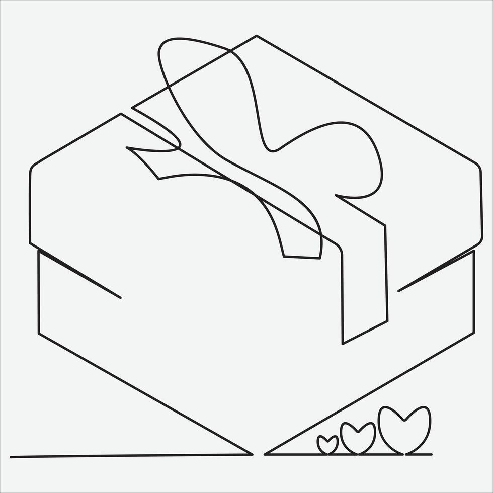 Continuous line hand drawing vector illustration box art