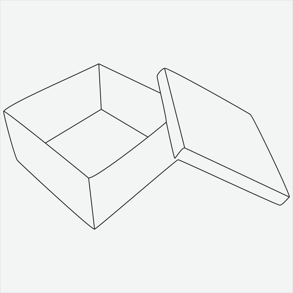 One line hand drawn box outline vector illustration art