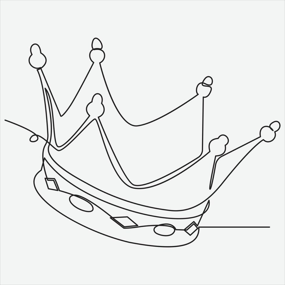 Continuous line hand drawing vector illustration crown art