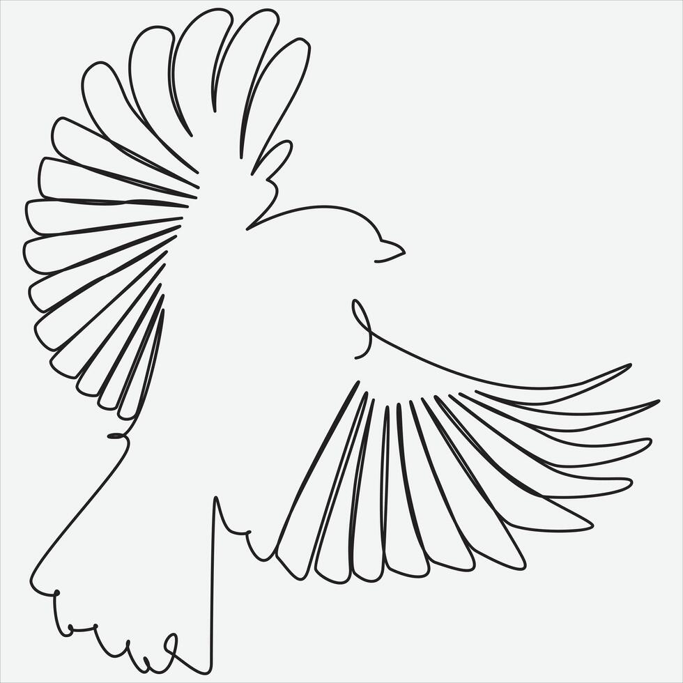 Continuous line hand drawing vector illustration bird art