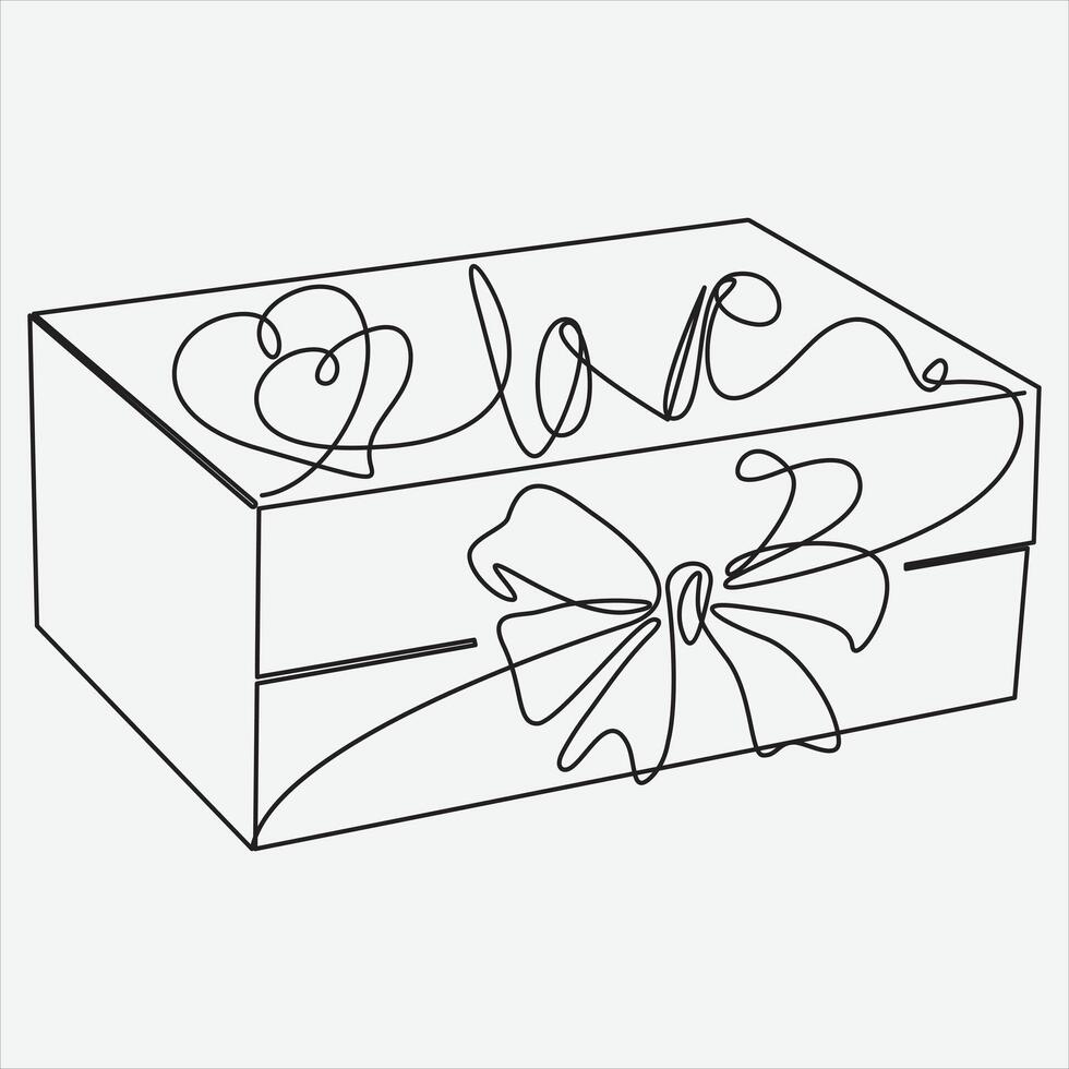 Continuous line hand drawing vector illustration box art
