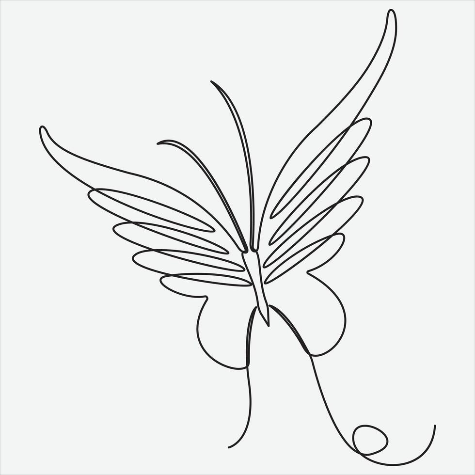 continuo línea mano dibujo vector ilustración mariposa Arte