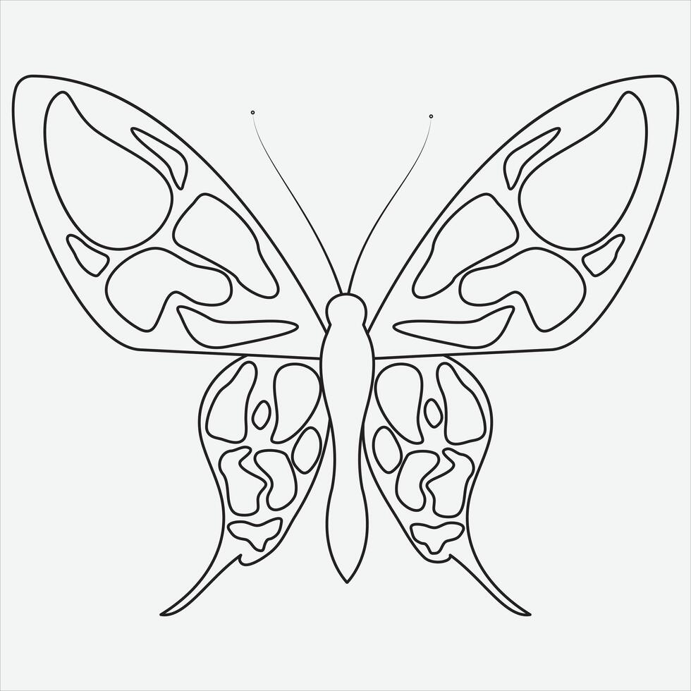 One line hand drawn butterfly outline vector illustration art